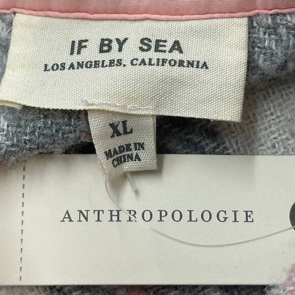 Anthropologie If By Sea Plaid Long Bobbie Shirt Jacket Shacket Gray - Picture 3 of 15